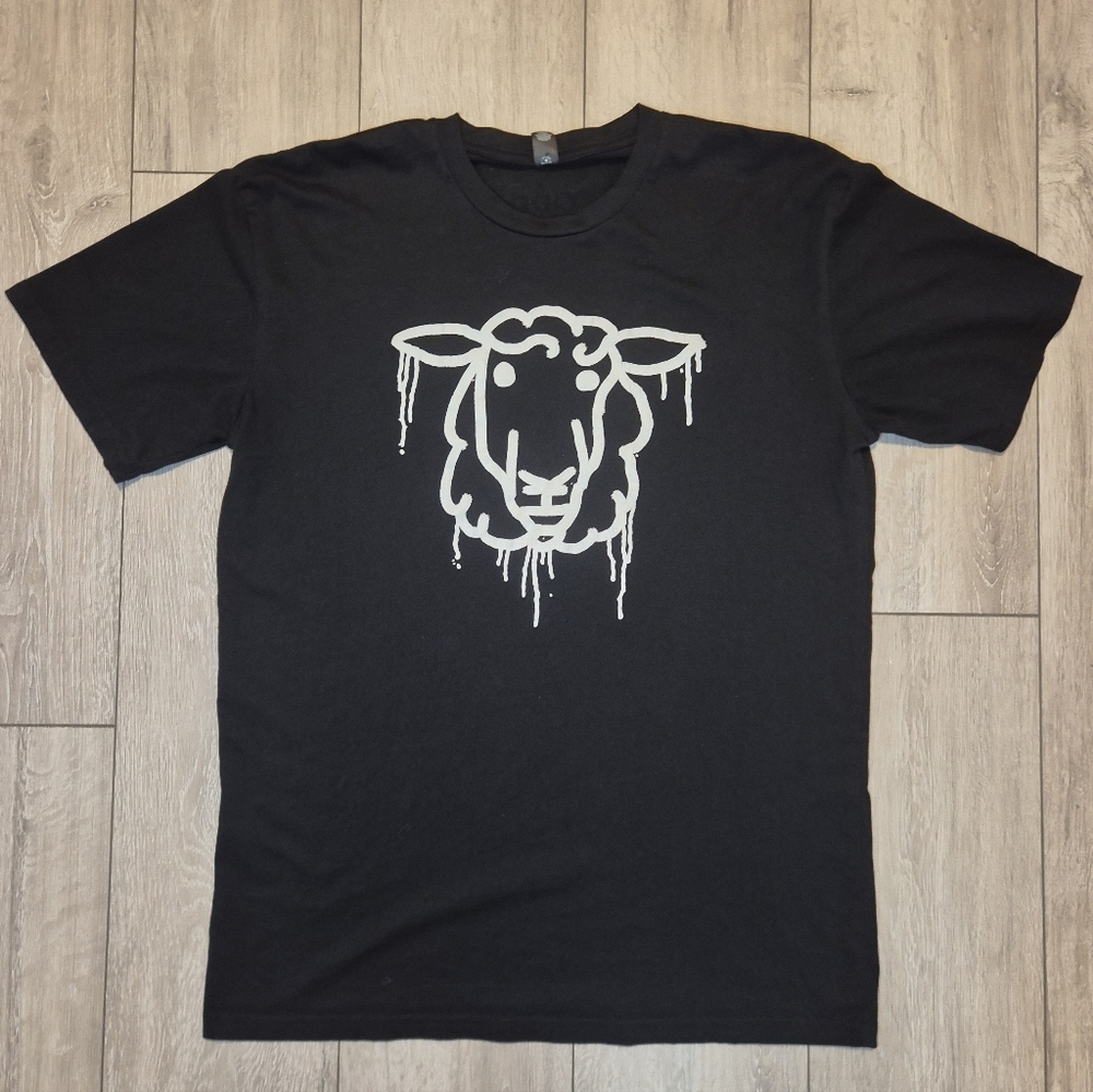 Black Graphic T-Shirt with Sheep Design